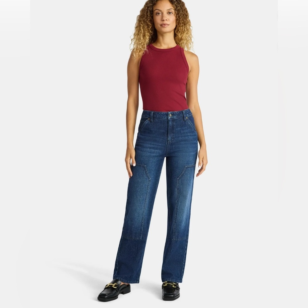 High-Rise Straight Jeans with Carpenter Details from Time and Tru - NWT sz10